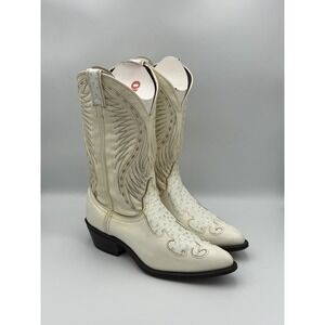 Vintage Laredo Cream Leather Western Cowboy Boots Size 10D USA Made
